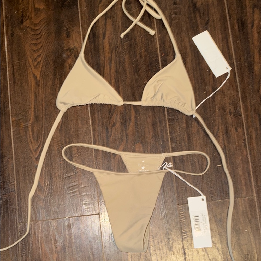 Classic Triangle Bikini Set in Beige - Women's Swim